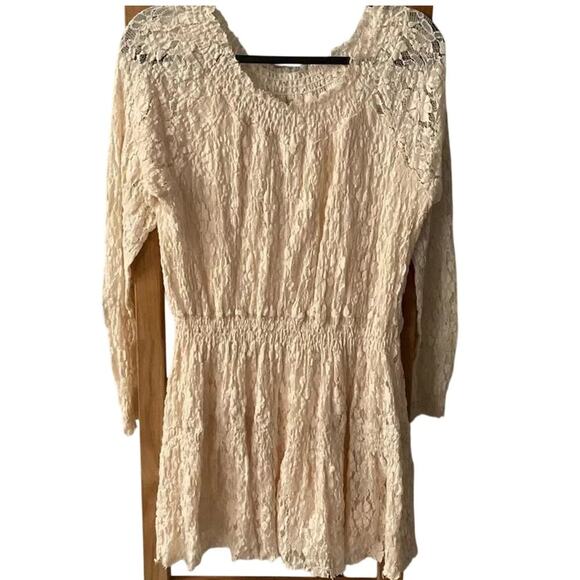 Free People Long Sleeve Ruched Lace In Cream Size XS - Picture 2 of 10
